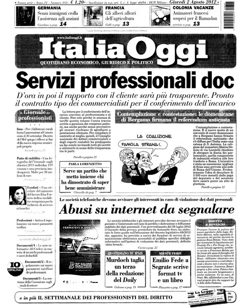 Italia oggi : quotidiano di economia finanza e politica